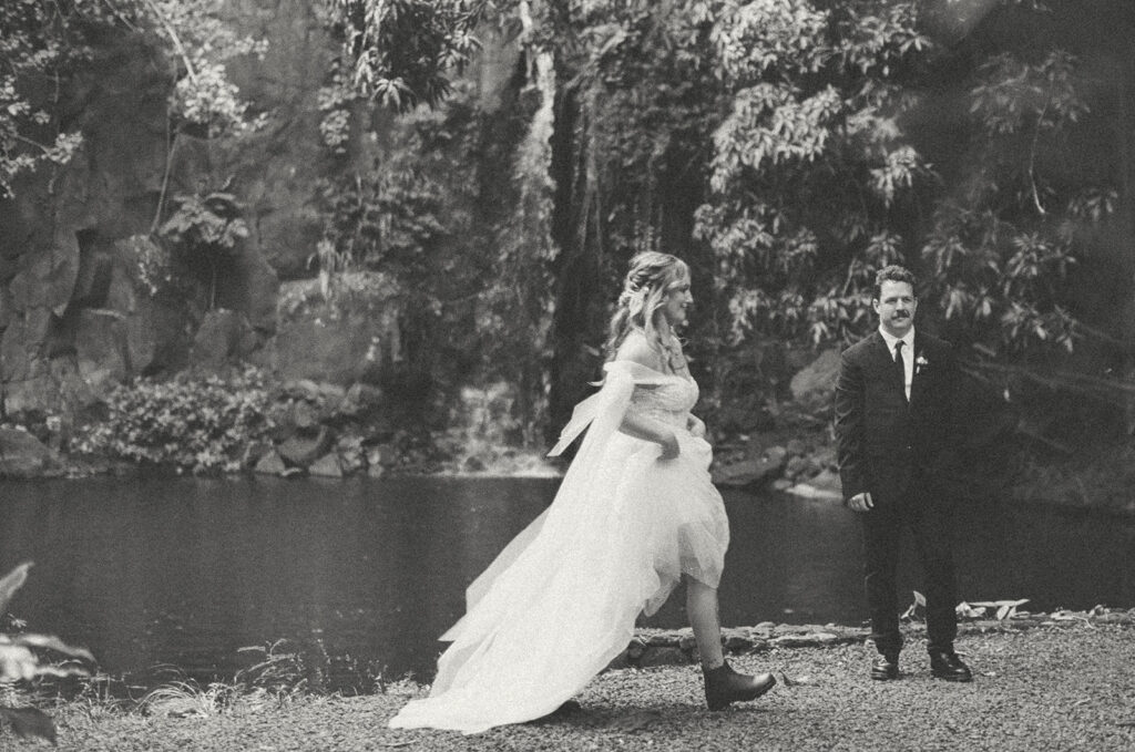 Some elopements feel like they were pulled straight out of a dream, and Courtnee and Joshua’s waterfall elopement in Kauai, Hawaii was exactly that. Surrounded by lush jungle, the sound of rushing water, and the soft island breeze, their day was intentional, intimate, and centered completely around the two of them.