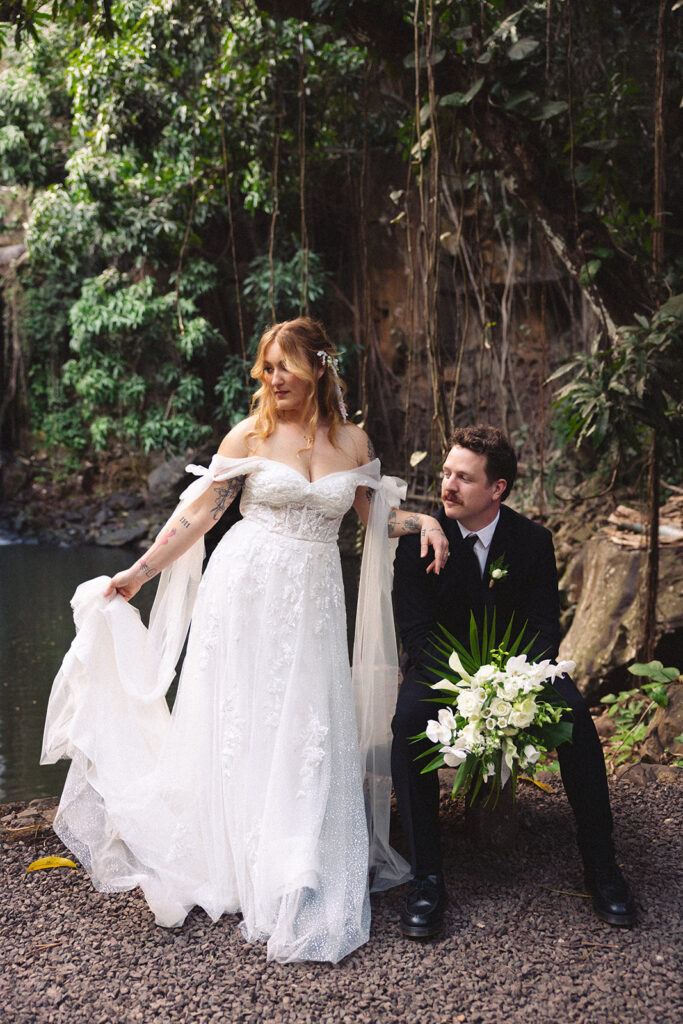 Some elopements feel like they were pulled straight out of a dream, and Courtnee and Joshua’s waterfall elopement in Kauai, Hawaii was exactly that. Surrounded by lush jungle, the sound of rushing water, and the soft island breeze, their day was intentional, intimate, and centered completely around the two of them.