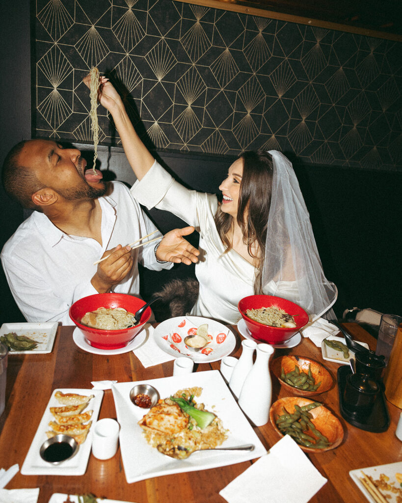 Katie and Karl’s late-night San Diego engagement session was absolutely the latter. These two showed up ready for fun, dressed to the nines, and totally embracing that after-dark, moody, editorial vibe that downtown does so well. It was fashion, flash, and pure personality—exactly what makes nighttime engagement photos so electric. 