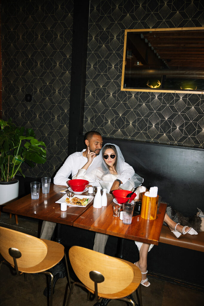 Katie and Karl’s late-night San Diego engagement session was absolutely the latter. These two showed up ready for fun, dressed to the nines, and totally embracing that after-dark, moody, editorial vibe that downtown does so well. It was fashion, flash, and pure personality—exactly what makes nighttime engagement photos so electric. 