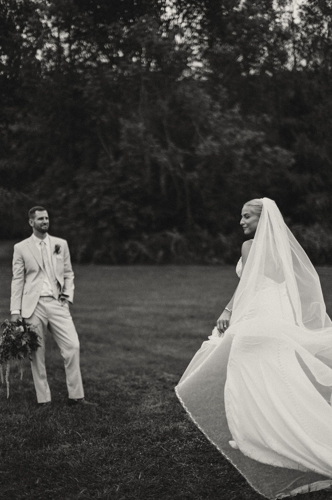 Bride and groom portraits in garden at Maiolatesi Wine Celler in NE PA