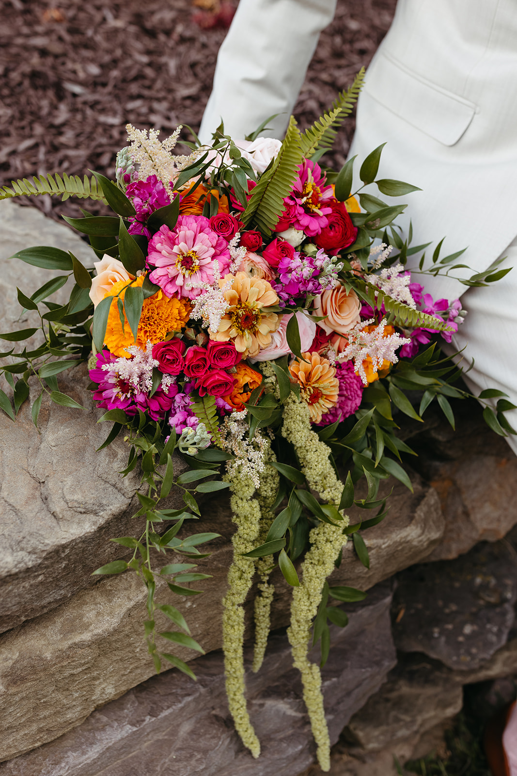 Bride and groom portraits in garden at Maiolatesi Wine Celler in NE PA