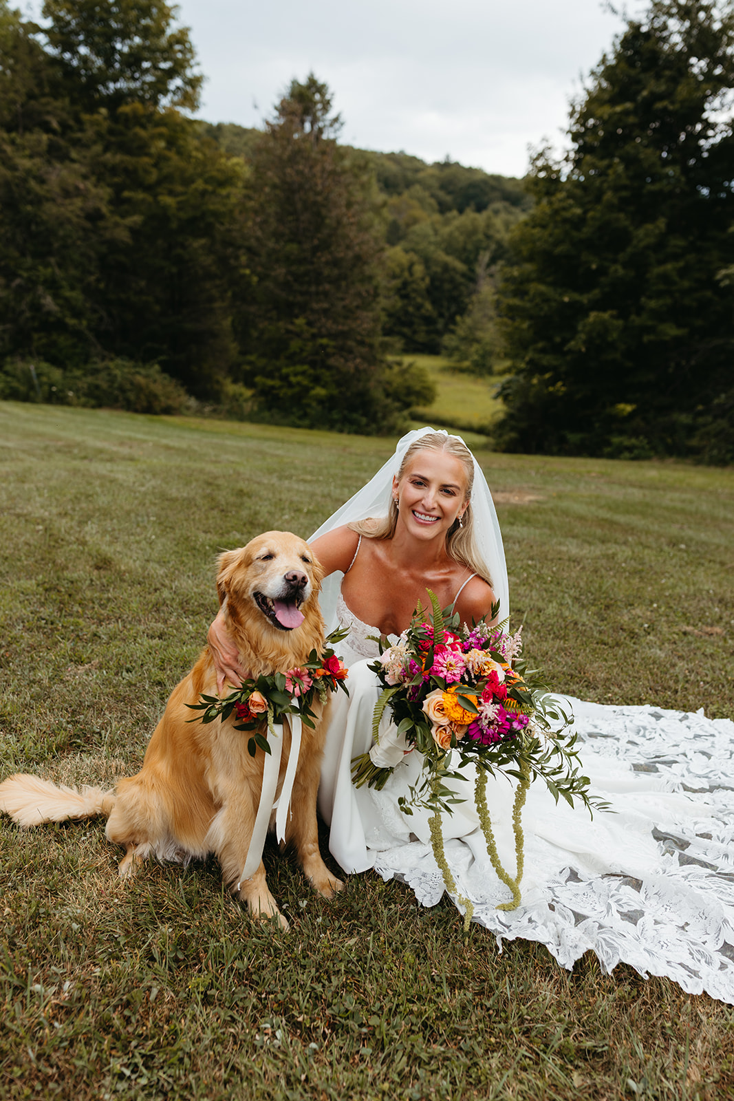 Golden retriever included in wedding photos at Maiolatesi Wine Celler in NE PA