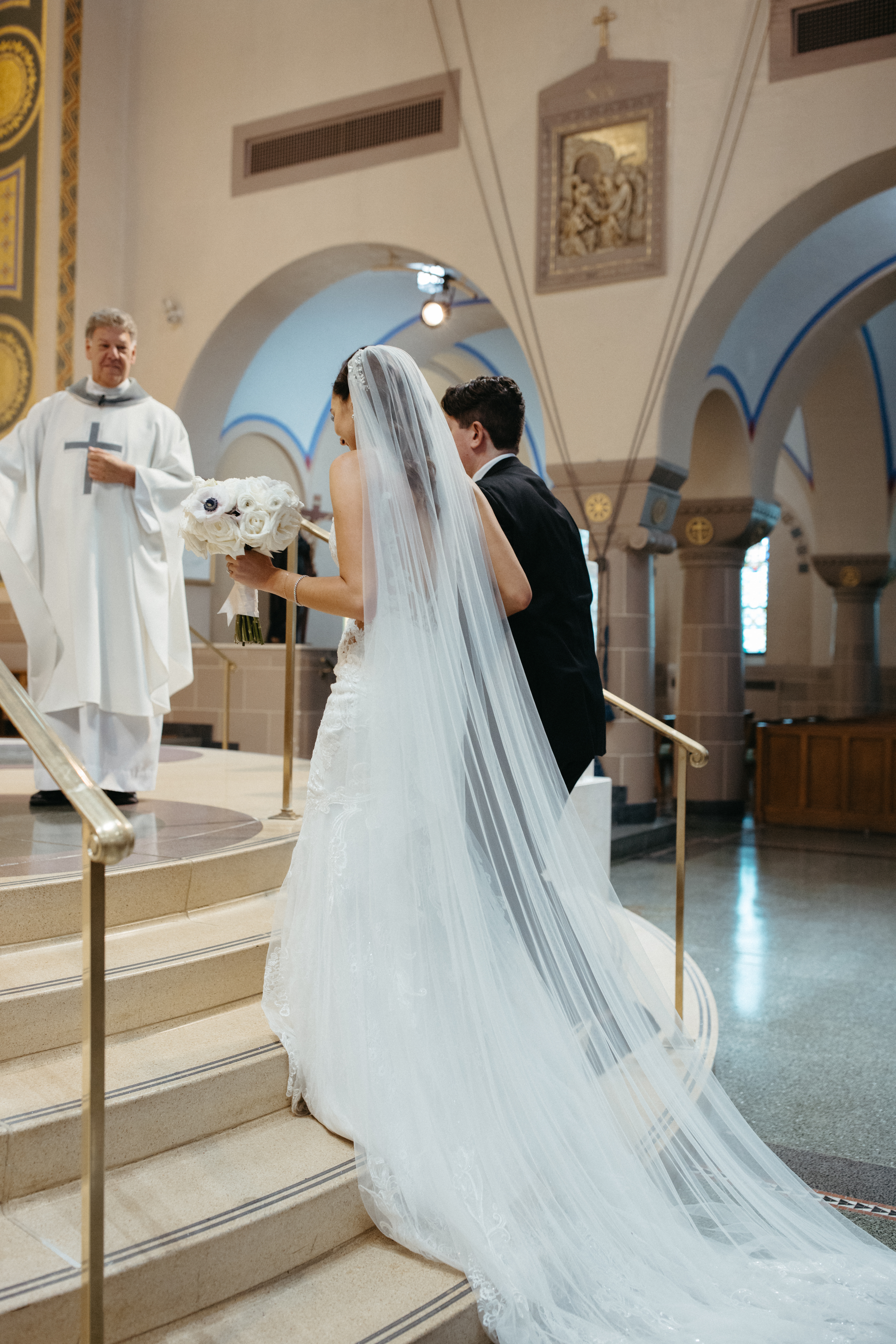 Bride in Dress Lounge gown with moody, romantic Scranton Cultural Center backdrop
