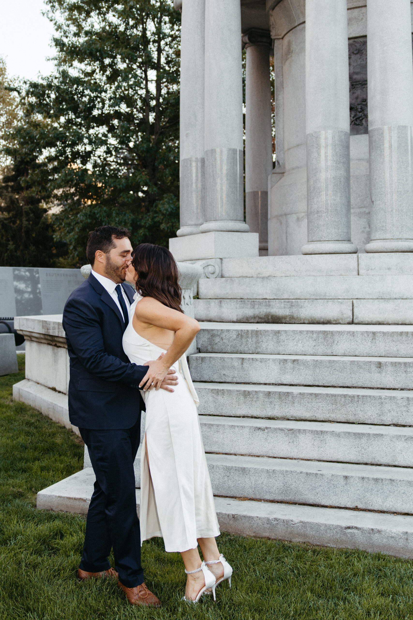 Engagement photos in Scranton, PA featuring city architecture and downtown vibes