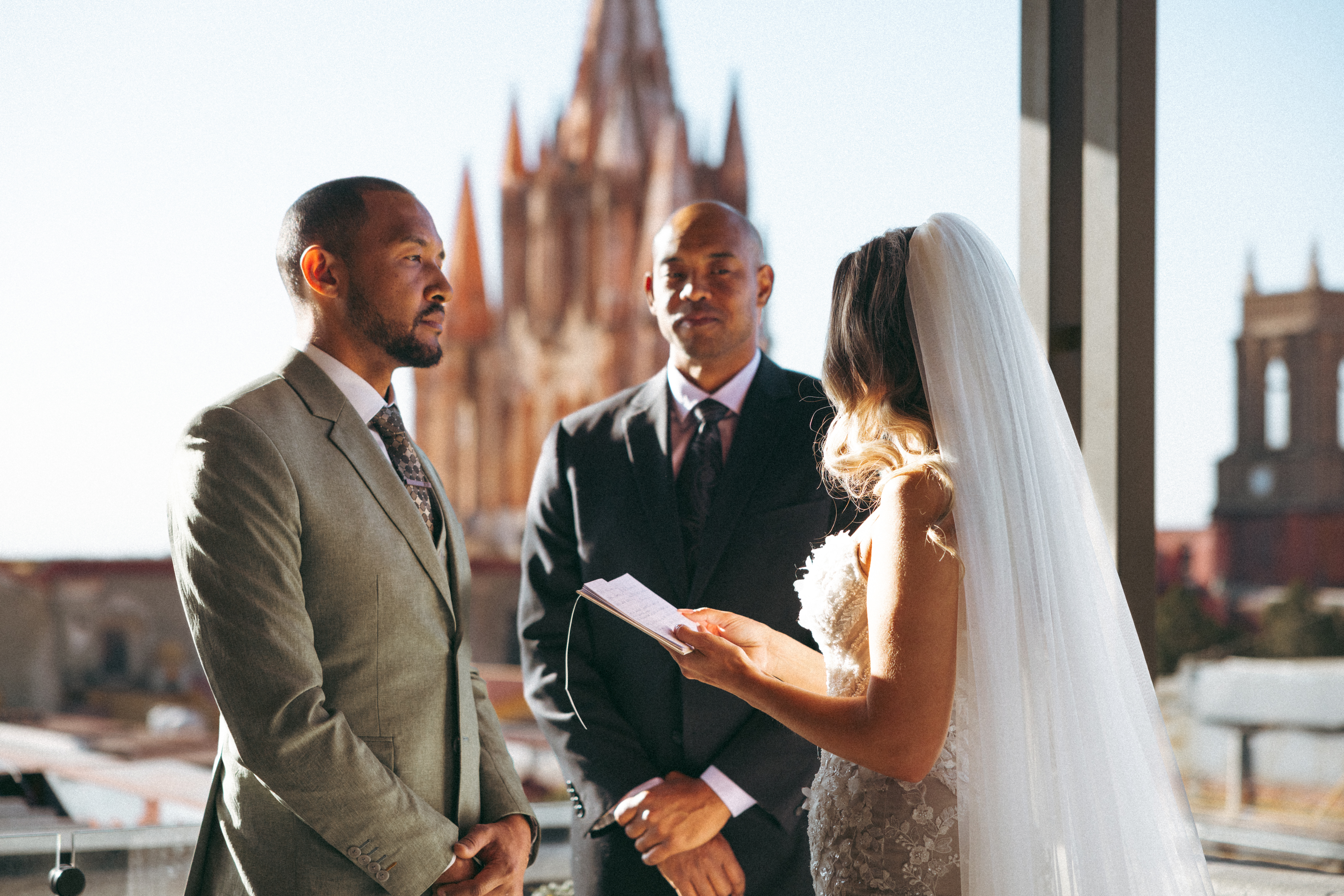 Intimate elopement ceremony overlooking a historic church in San Miguel de Allende