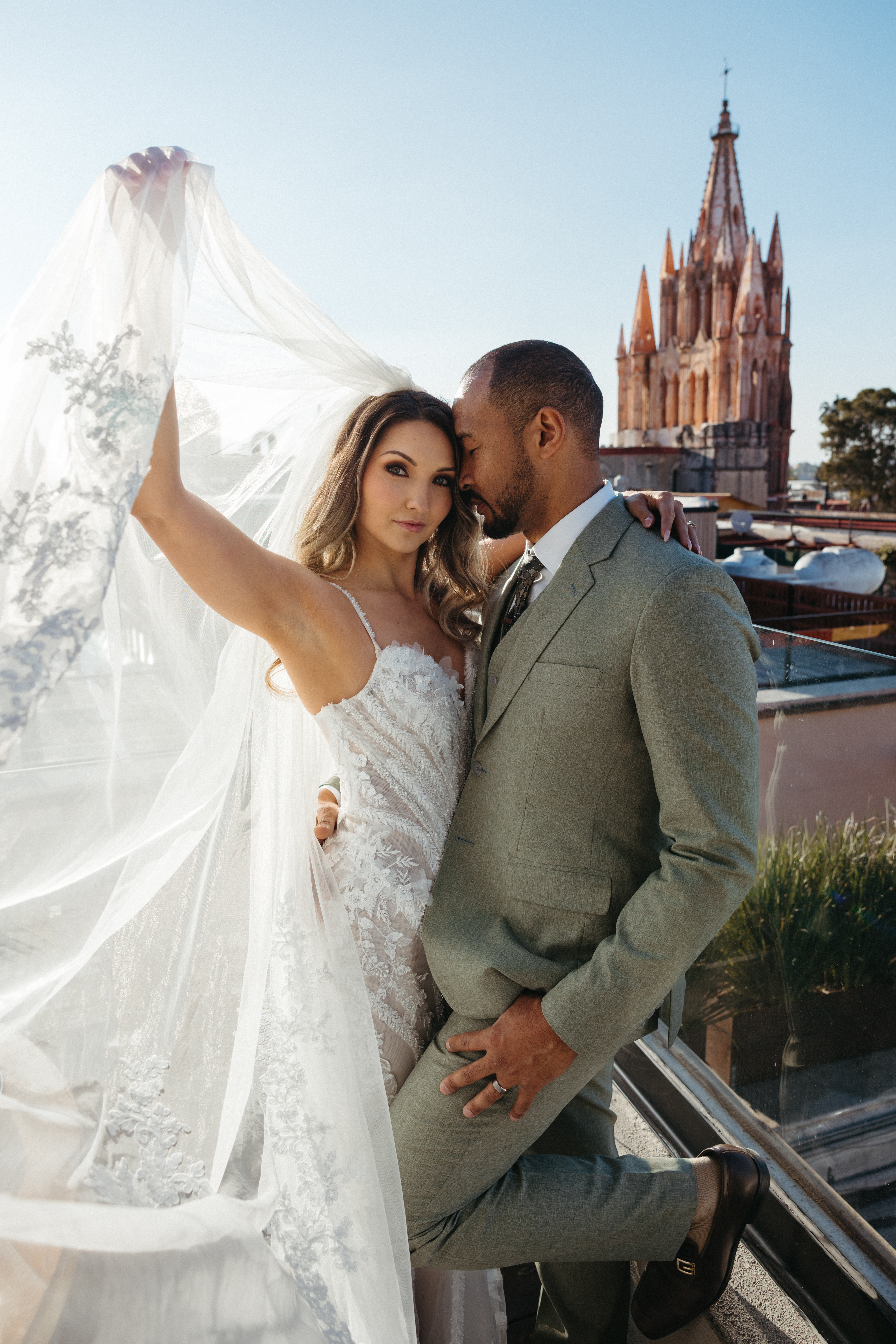 Intimate elopement ceremony overlooking a historic church in San Miguel de Allende