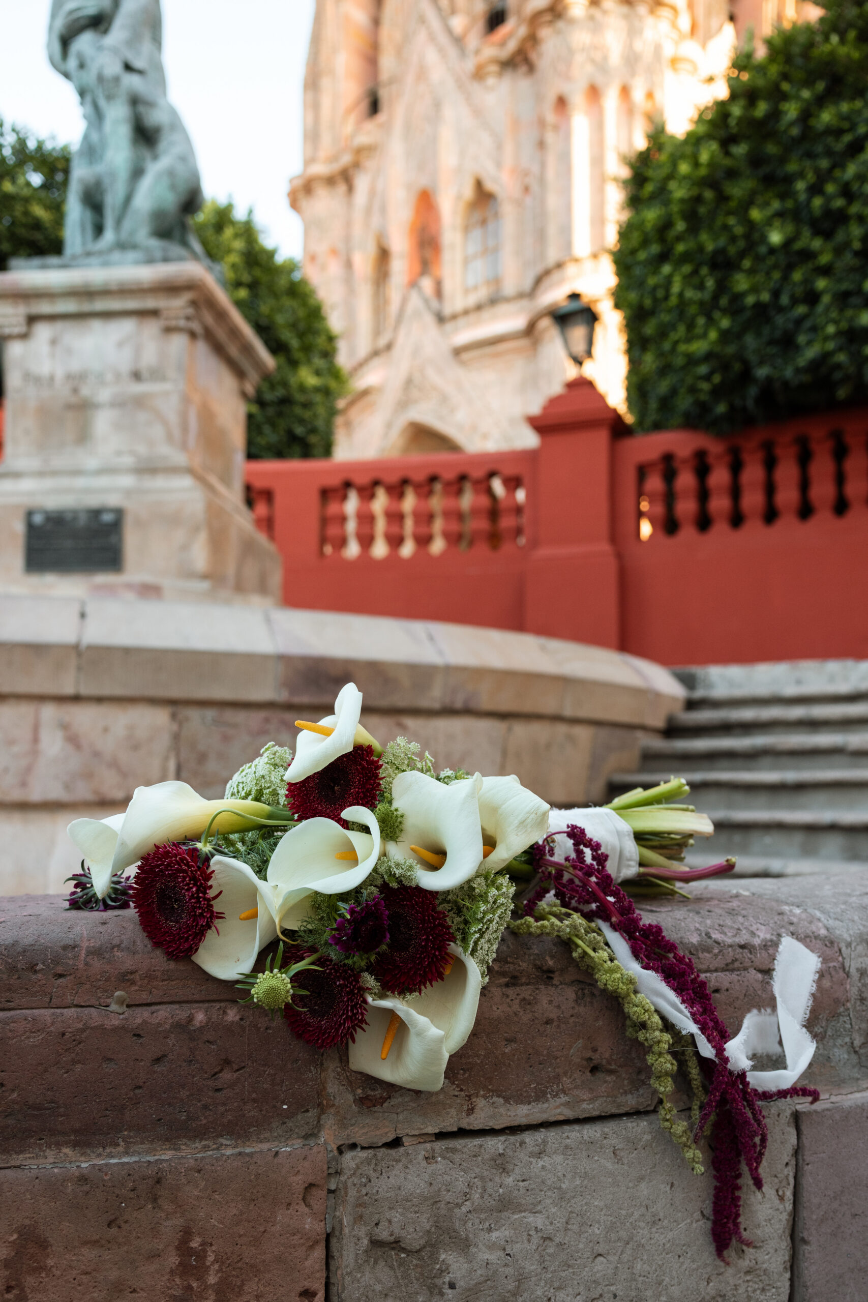 Couple walking through San Miguel de Allende just after getting married