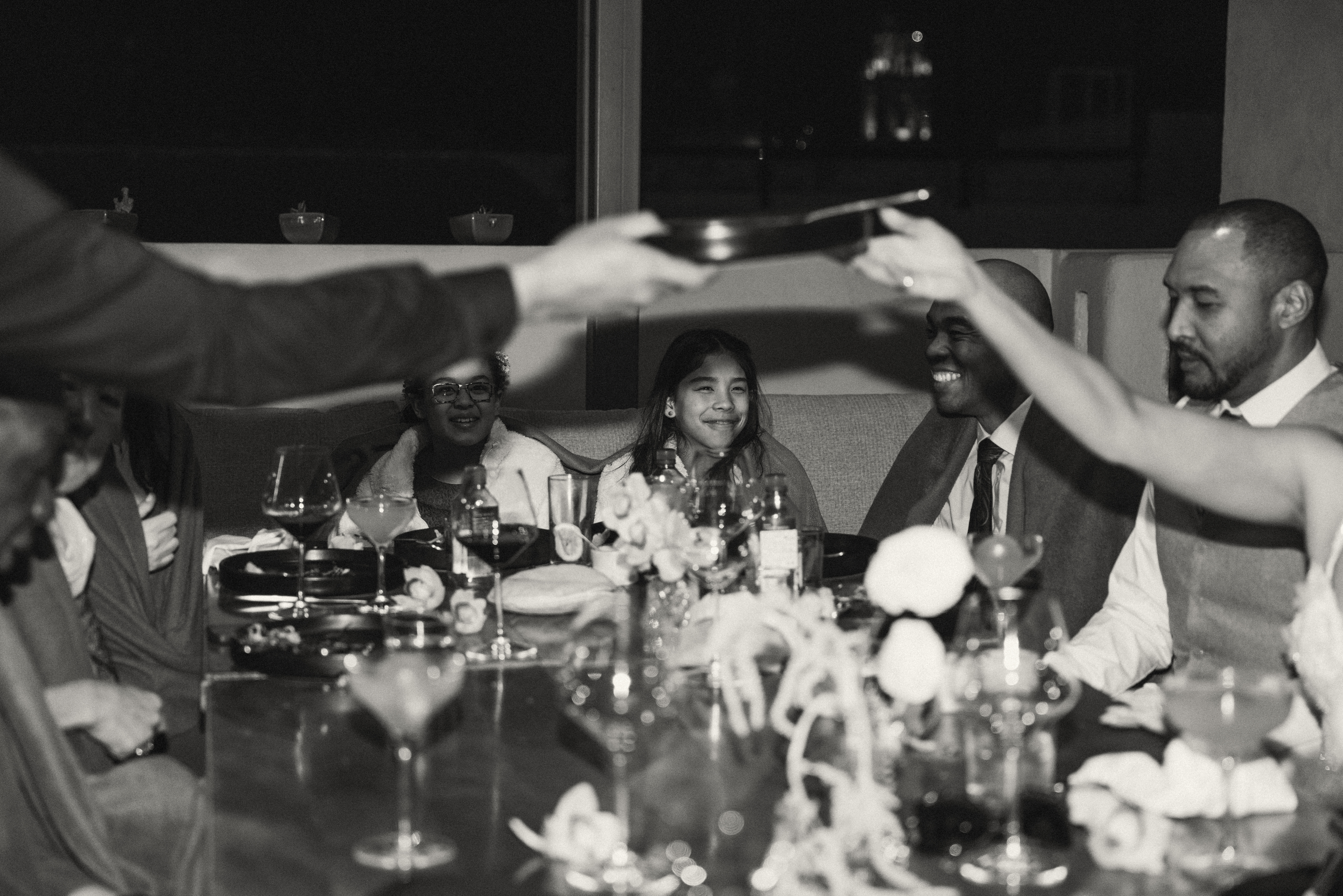 Small family dinner set up at Sollano 18 after the ceremony
