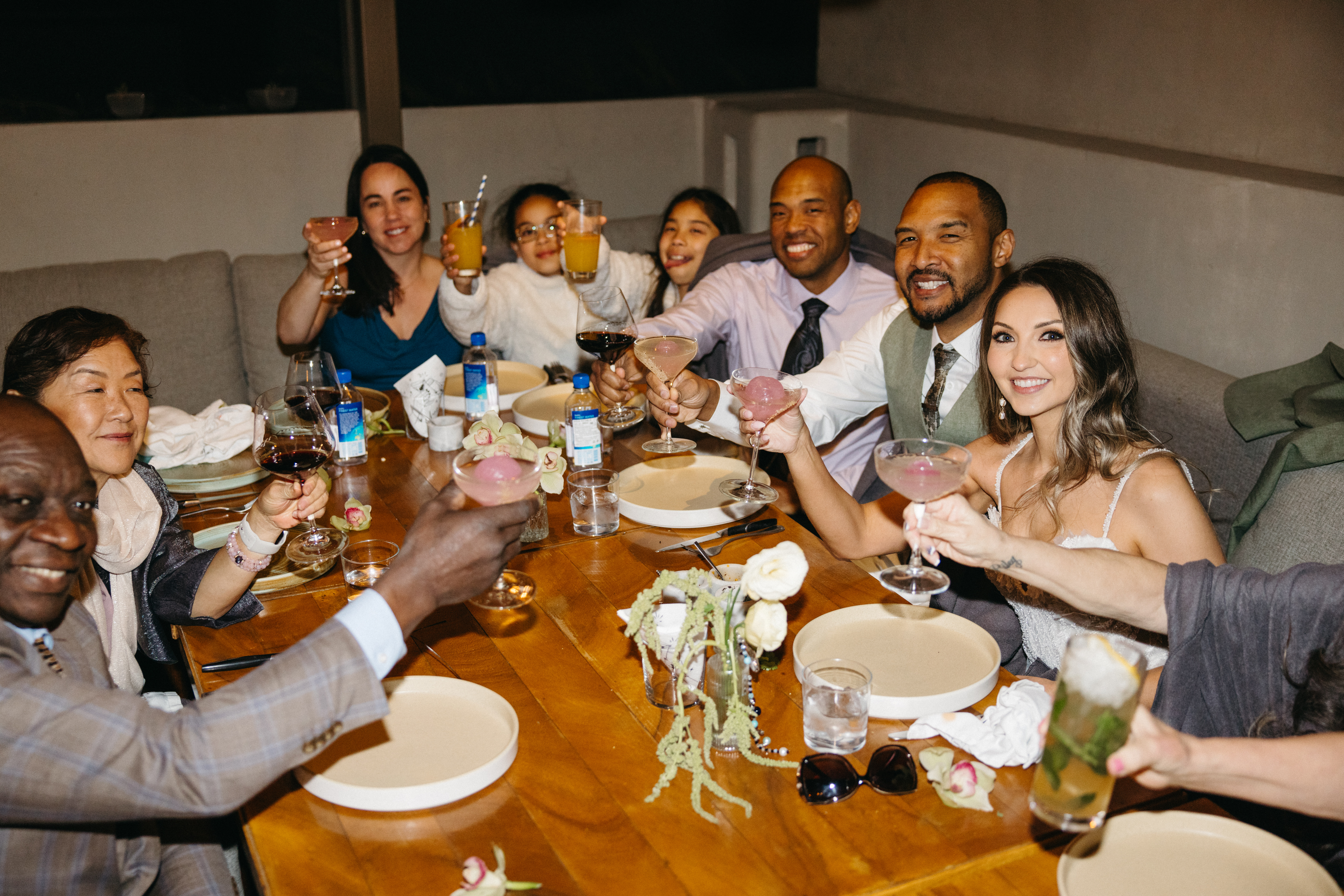 Small family dinner set up at Sollano 18 after the ceremony