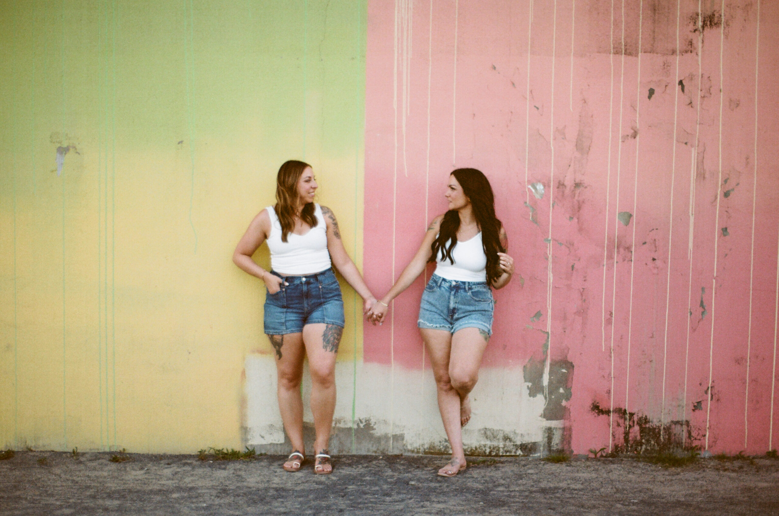 35mm film engagement photos with nostalgic beach tones in Asbury Park