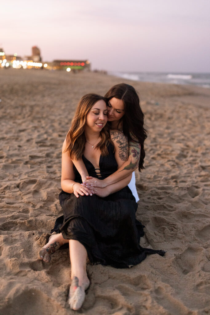 Romantic sunset photos by the ocean in Asbury Park