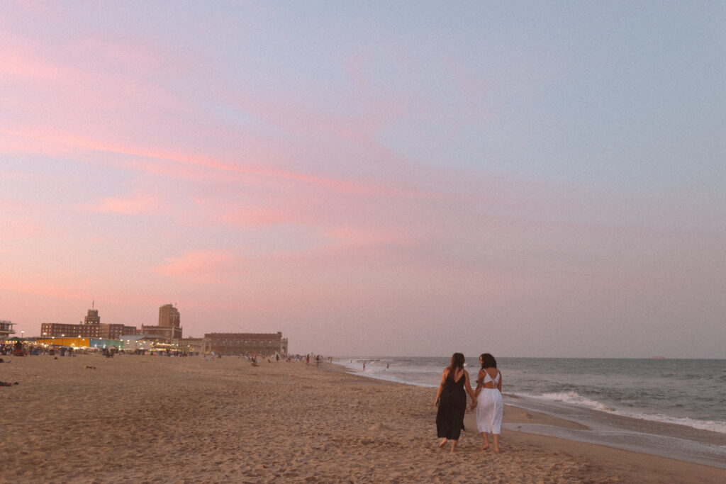 Romantic sunset photos by the ocean in Asbury Park