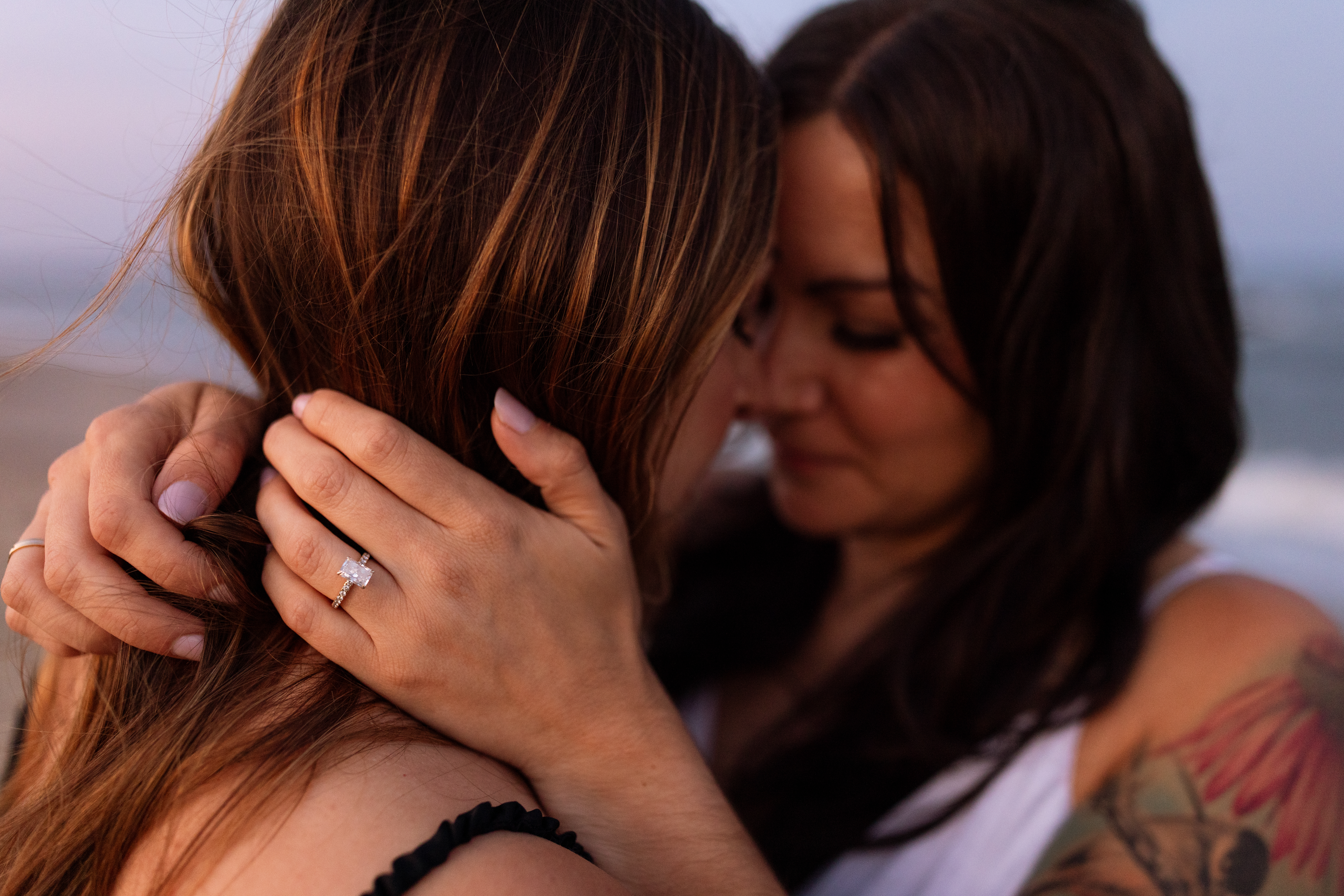 Romantic sunset photos by the ocean in Asbury Park
